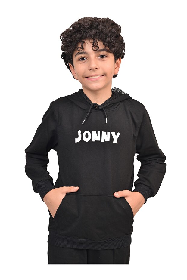 Baskılı Kapşonlu Sweatshırt - 1