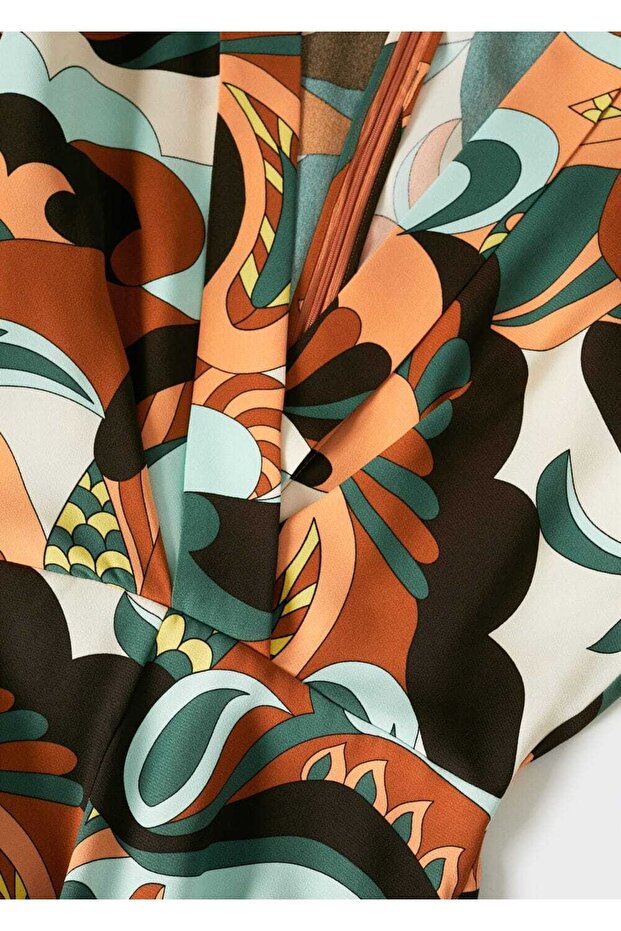 Retro Desenli Uzun Tulum - 5