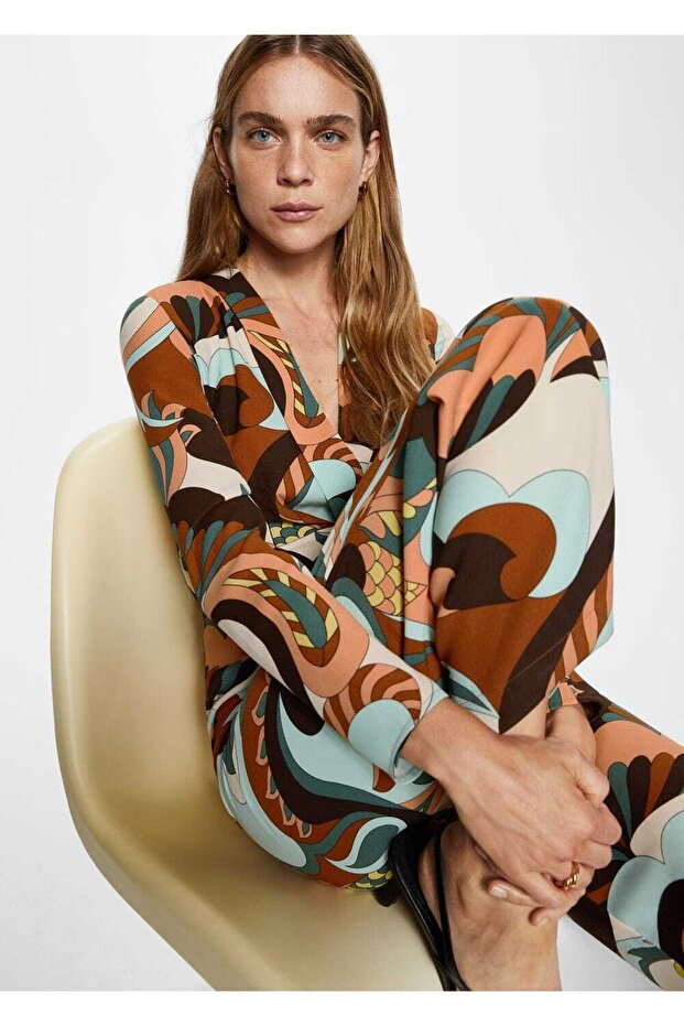 Retro Desenli Uzun Tulum - 7