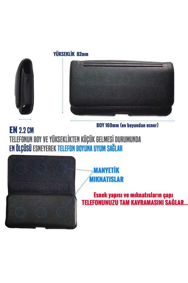 General Mobile Gm 8 - Gm 9 Go - Gm 9 Go Dual - Gm 9 Go Plus Kemere Takılan Kılıf Bel Kemer Kılıfı - 3