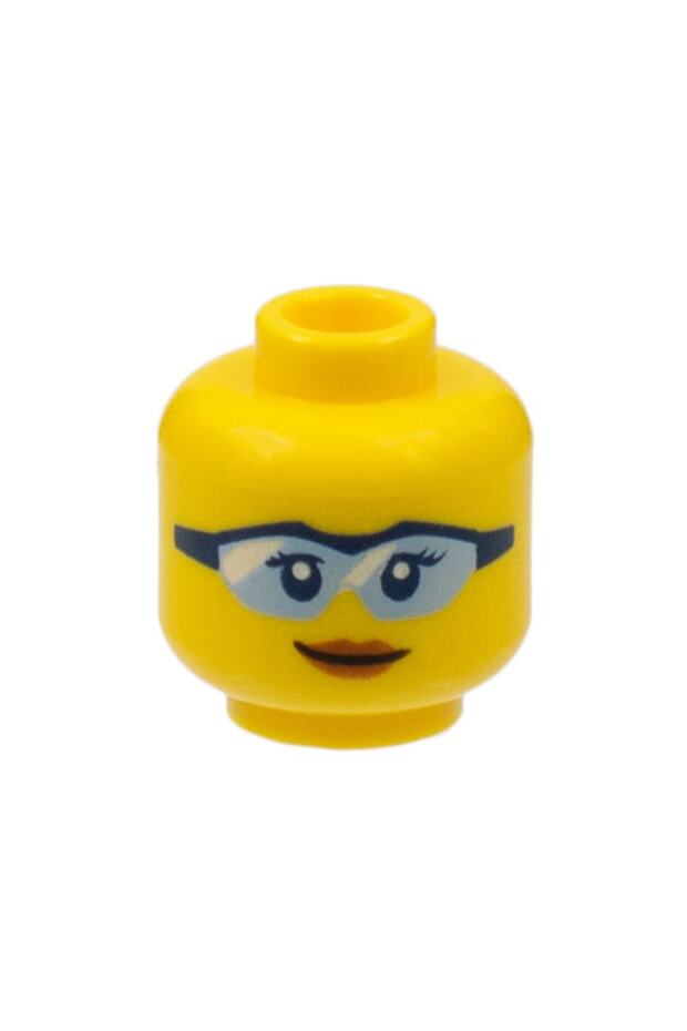 Minifigure Accessory with Yellow Head Blue Sports Glasses for Woman