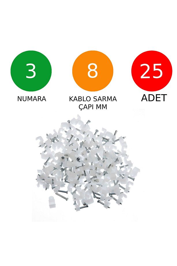 Beton Çivili Kablo Tutucu Kroşe No: 3 - 8 Mm 25 Adet - 1