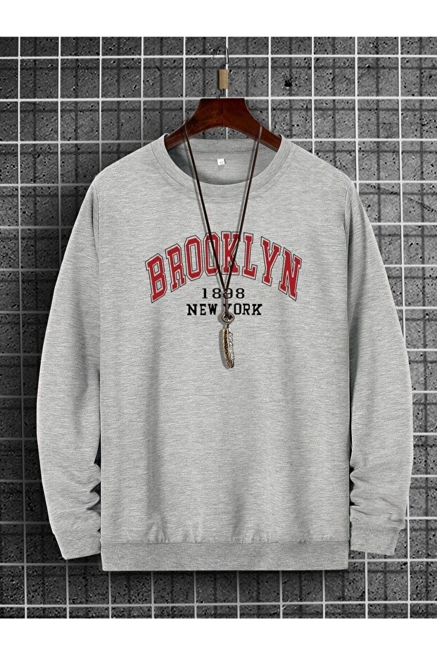 Unisex Gray Brooklyn Printed Sweatshirt