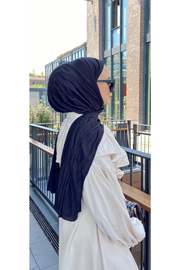 Combed Cotton Shawl - Black Jersey Shawl Lycra Shawl Jersey Hijab Lycra Hijab