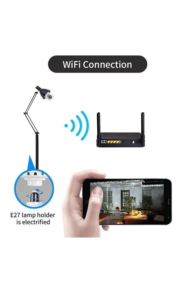 Wifi 360 Panoramik Ampul Kamera Gece Görüş Ses Akıllı Hareket Algılayıcı - 9