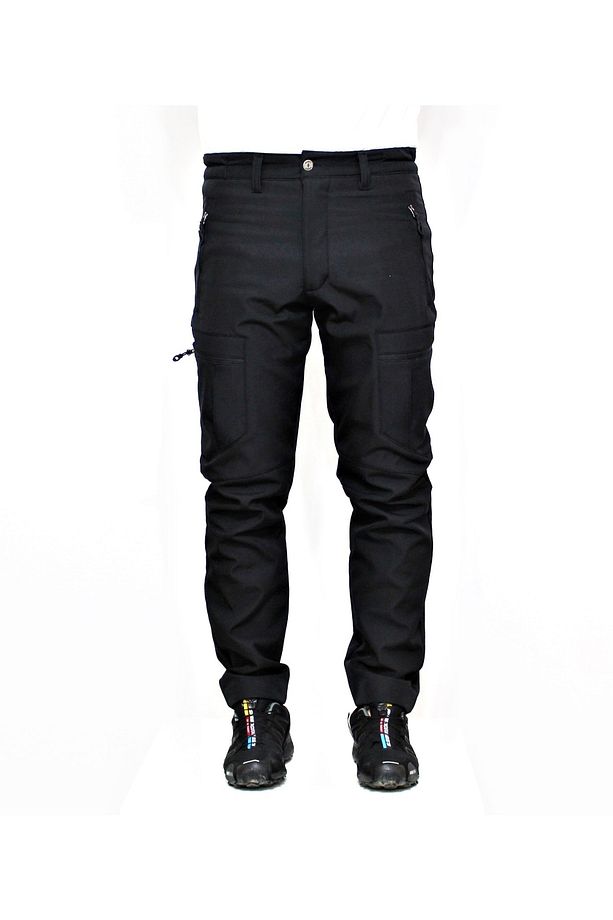 Siyah Zipper Kargo Cepli Softshell Pantolon - 2