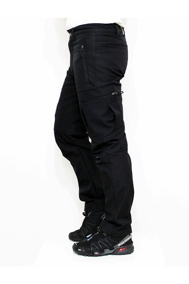 Siyah Zipper Kargo Cepli Softshell Pantolon - 3