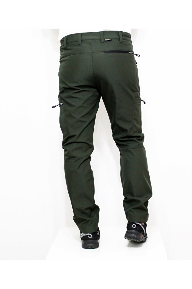 Haki Zipper Kargo Cepli Softshell Pantolon - 5