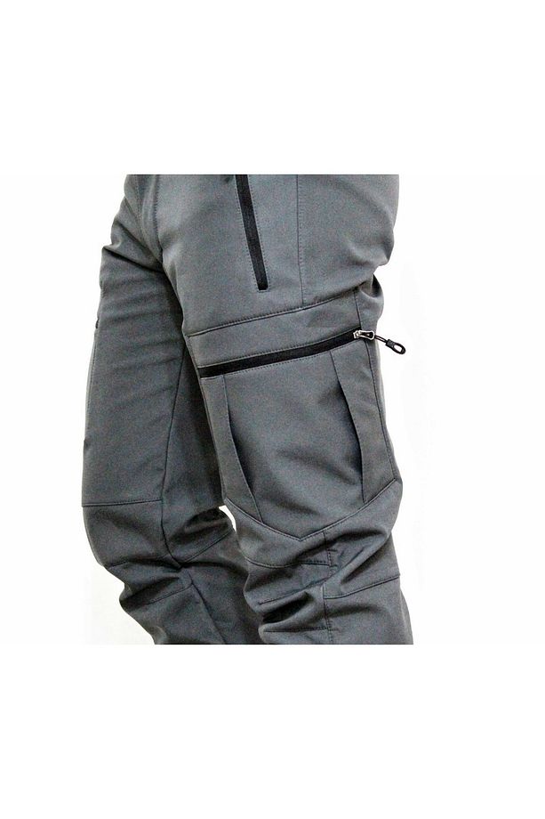 Gri Zipper Kargo Cepli Softshell Pantolon - 3