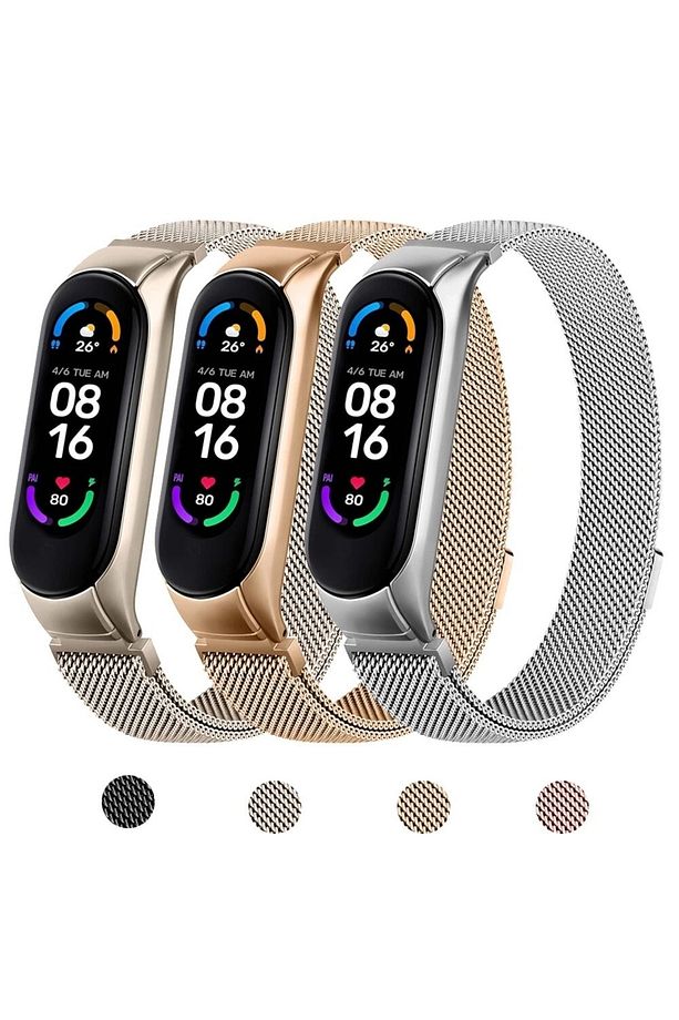 Xiaomi Mi Band 7 Uyumlu Kordon Metal Manyetik Hasır Örgülü Çelik Mıknatıslı Kayış - 2