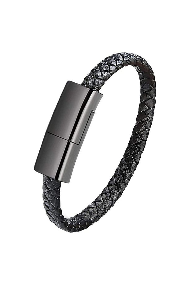 Type C - Lightning Deri Bileklik 20cm Kısa Şarj Kablosu - 1