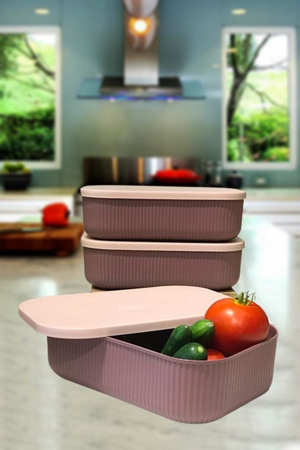 Storage 3 Adet 3.2 Lt Mutfak Saklama Kabı Mürdüm - 1