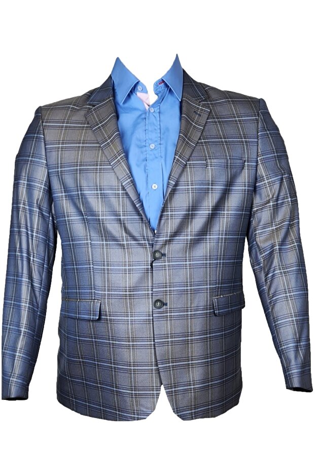 سترة بليزر منقوشة مقاس كبير/6 قطرة - 1