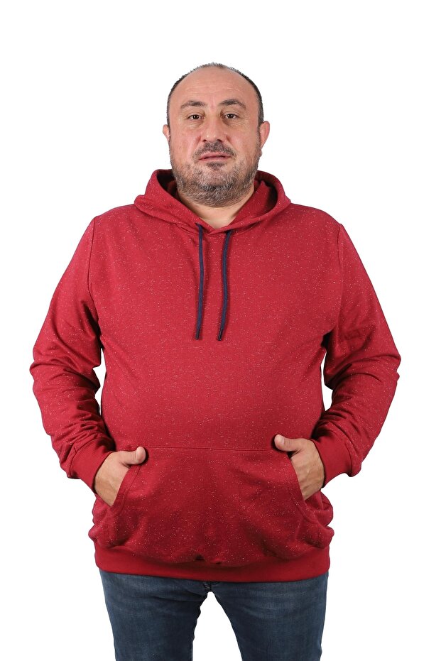 Sweat Basic cu glugă mărime mare 22705-visiniu - 1