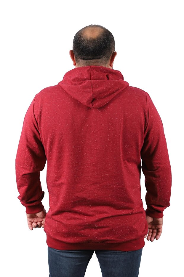 Sweat Basic cu glugă mărime mare 22705-visiniu - 2