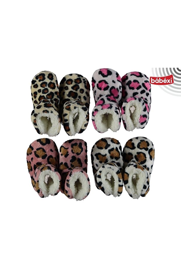 Mother Child Newborn Baby Leopard Patterned Slippers Uni