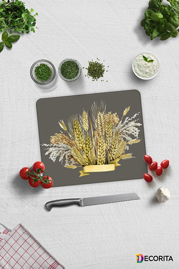 Wheat Bunch | Glass Cutting Board - Glass Cutting Board | 29cm X 34cm