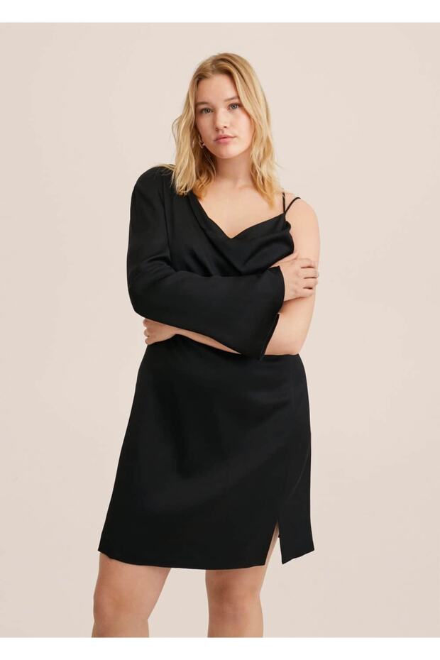 Asymmetric Collar Dress - 5