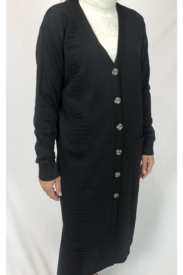 Düğmeli Triko Hırka - 4