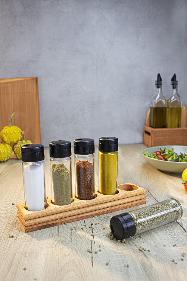 Vera 5-Piece Spice Set, 5-Piece Spice Set with Wooden Stand