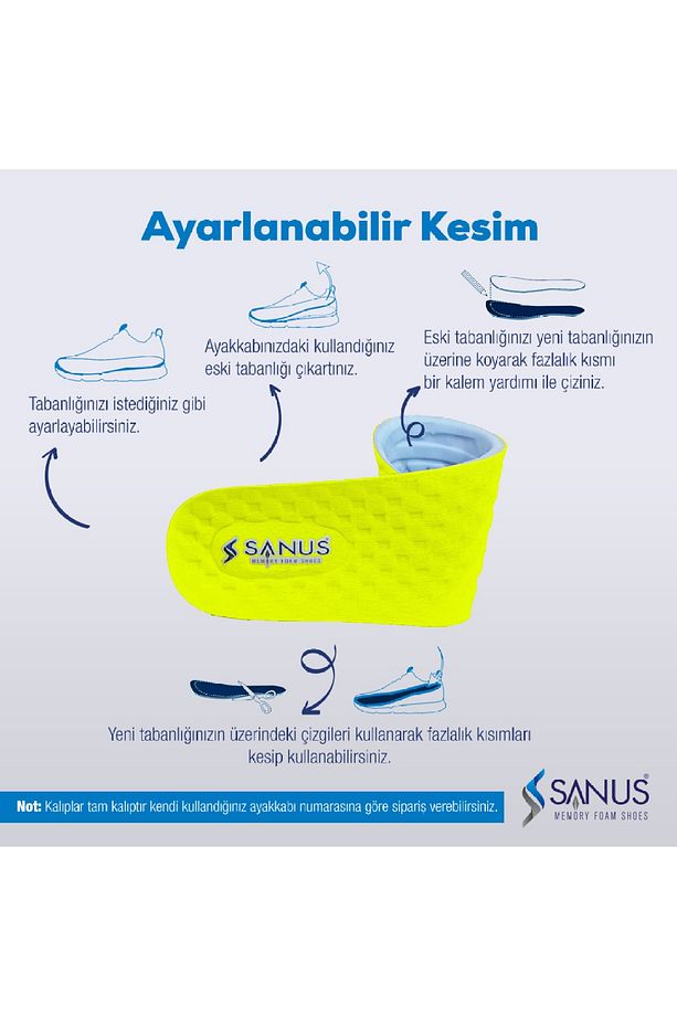 M900 Model Yumuşak Anatomik Tabanlık ,ortopedik Tabanlık,spor Tabanlık ,erkek,kadın,fosforlu Sarı - 3