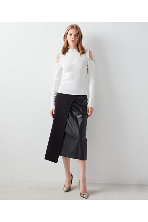 Taş Işlemeli Cutout Triko - 4