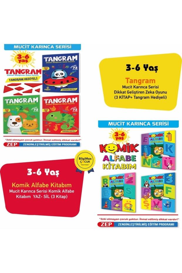 Yükselen Zeka 3-6 Yaş Komik Alfabe Ve Tangram Seti - 1