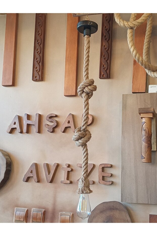 Halatlı Tekli Sarkıt Avize Lamba - 5