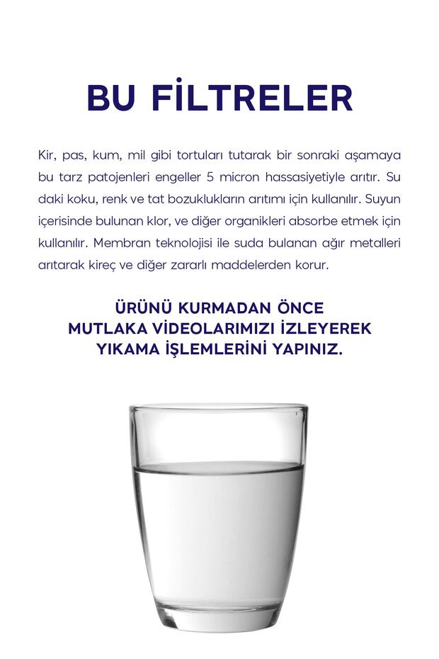 Reverse Osmosis Açık Kasa Su Arıtma 7'li Alkali 12 Aşamalı Filtre Seti (1012) - 3
