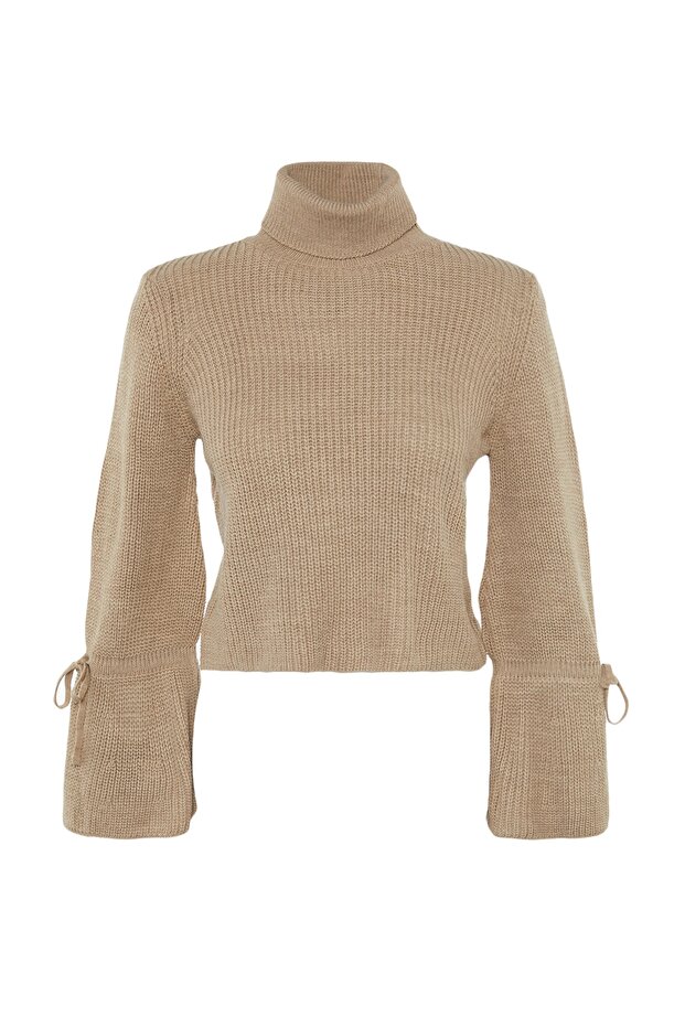 Strickpullover mit nerzfarbenen Ärmeln und Detail TWOAW23KZ01491 - 8