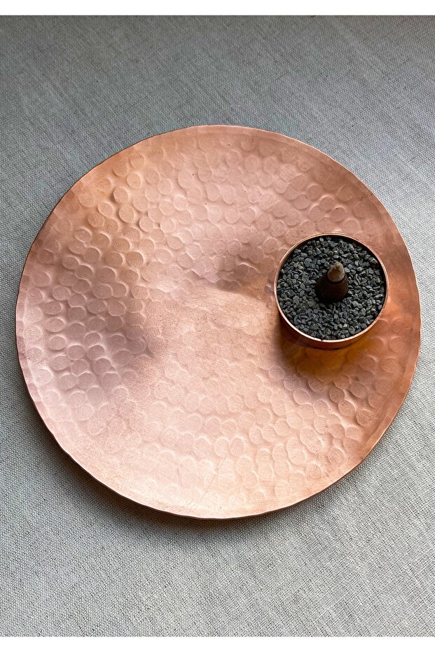 Yuvarlak Bakır Fincan Tütsülük - Mumluk - El Yapımı Bakır Tütsülük - 2