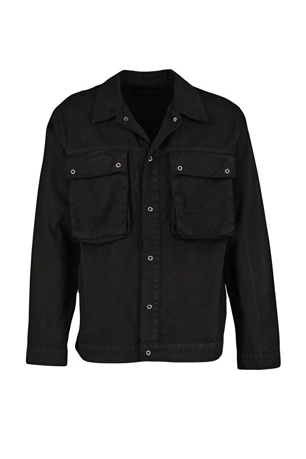 Siyah Erkek Büyük Cepli Trucker Ceket TMNAW20CE0234 - 6