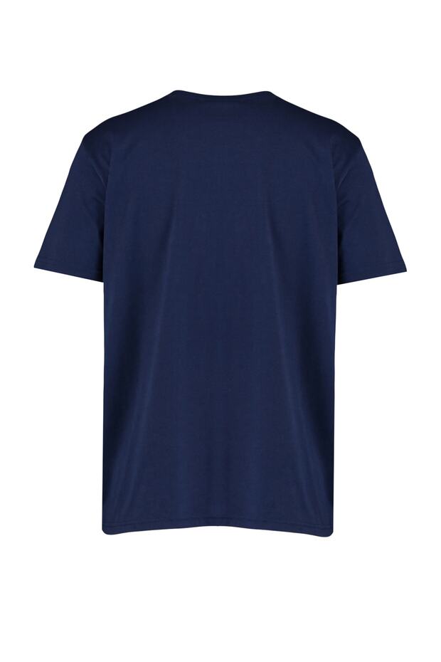 Lacivert Basic Regular/Normal Kesim Bisiklet Yaka Kısa Kollu T-Shirt TMNSS22TS0271 - 7