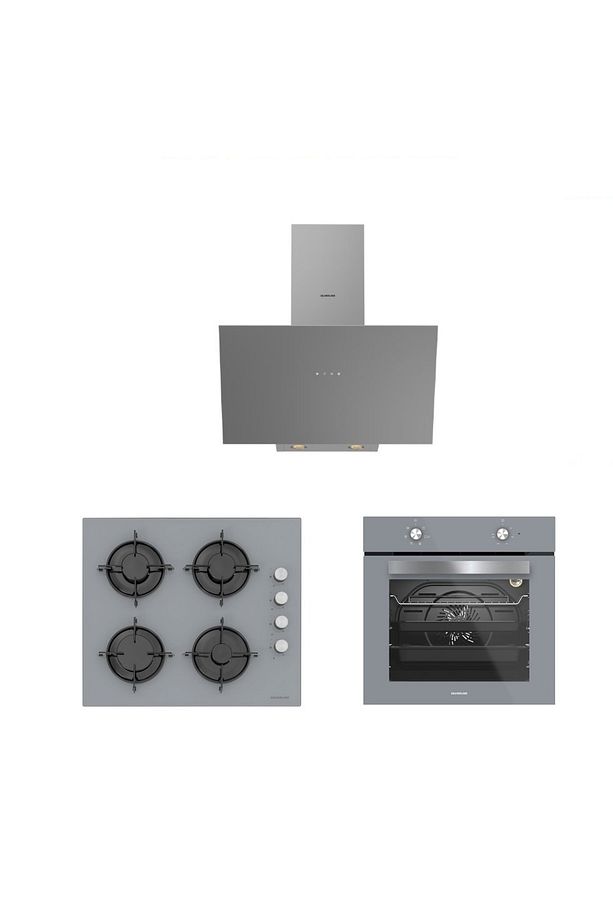 3'lü Gri Cam Ankastre Set 3481 Flam 60 Gri Cs5349s01 Bo6501s01 - 1