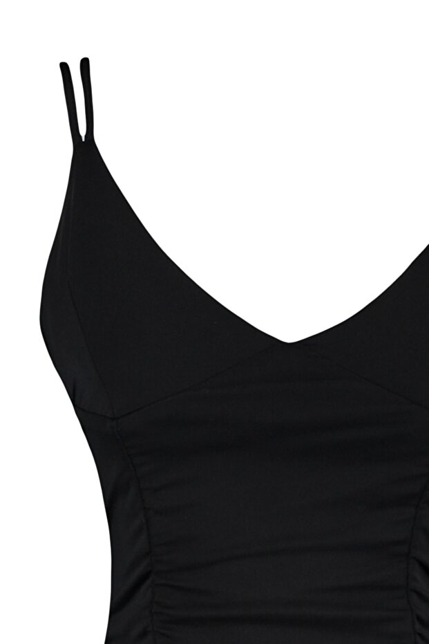 Siyah Destekli/Şekillendirici Çift İp Askılı V Yaka Örme Spor Sütyeni TWOAW23SS00041 - 7