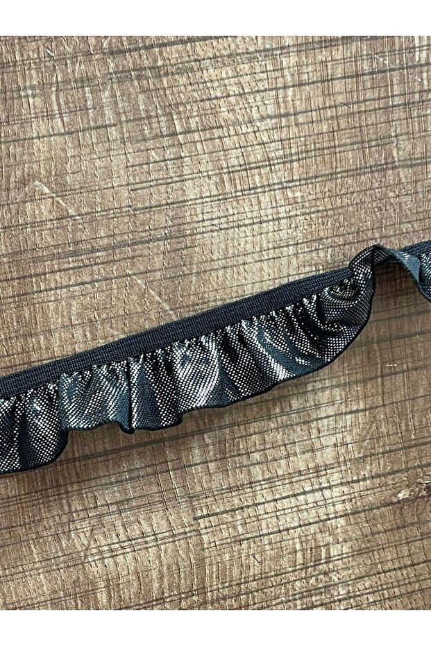 Gray Metallic Color Elastic Lycra Pleated Ribbon Applique