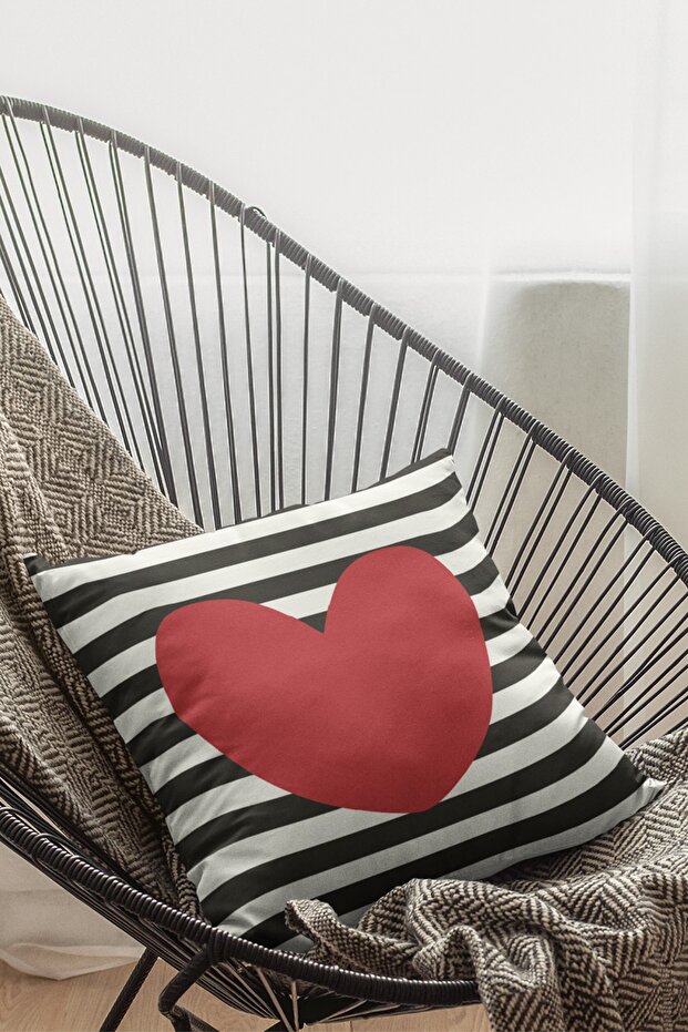 43x43cm Premium Thai Feather Woven Stain Resistant Fabric Double Sided Throw Pillow Pillow Case with Heart Krl123