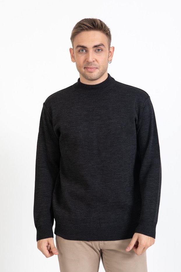 Men's Middle Age and Above Tight Woven Knitwear Knitted Acrylic Winter Dad Half Turtleneck Sweater 2050-smok