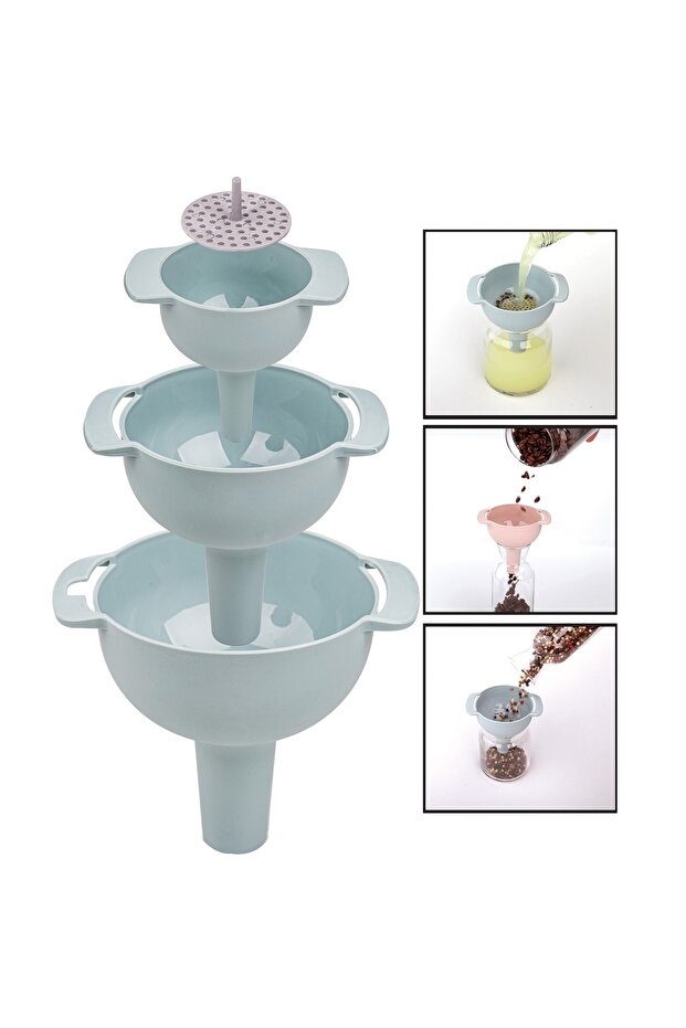3-Piece Funnel Set with Strainer