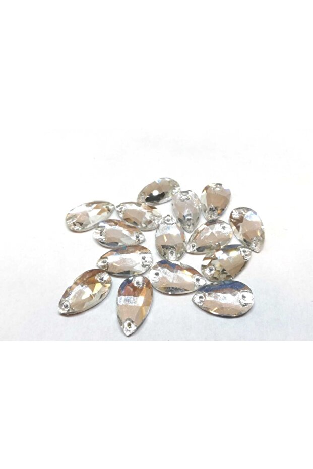 10x18 Mm (1.8 Cm) Crystal Drop Stitching Glass Stone White (20 Pieces)