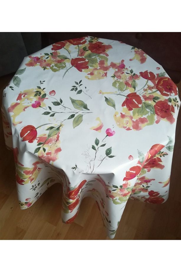 Renkli Astarlı Isıya Dayanıklı Silinebilir Yuvarlak Pvc Masa Örtüsü - 2