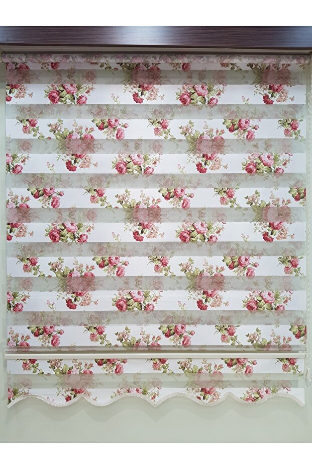 Çiçek Baskılı Zebra Stor Perde - 1