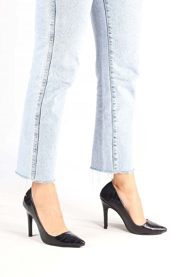 Stiletto Kroko Mat Siyah - 2
