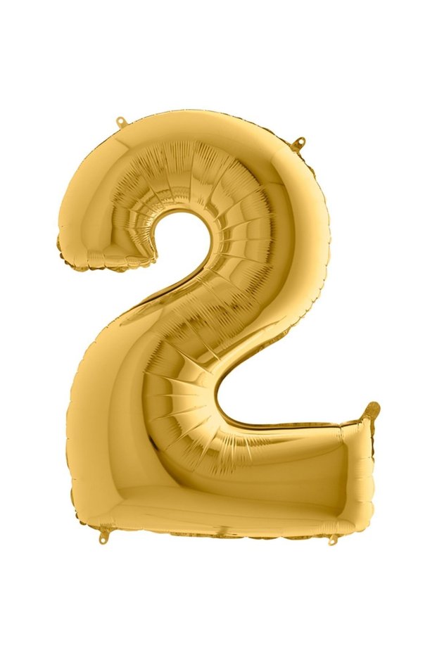 40 cm gold small size yellow foil balloon 16" inch gold number 2