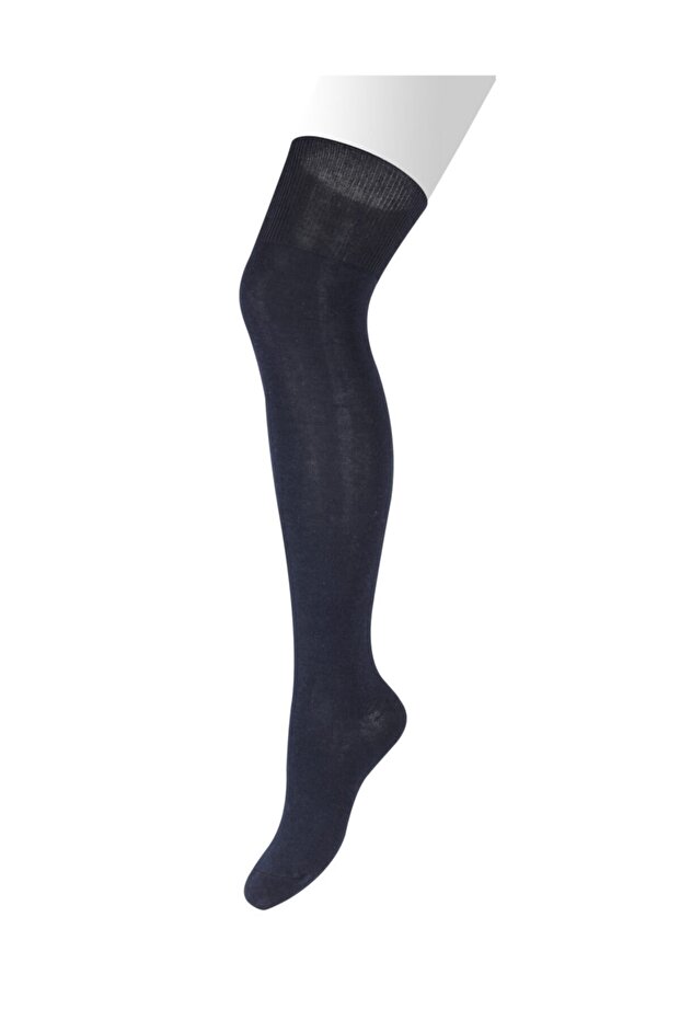 Cotton Navy Knee-High Women's Socks