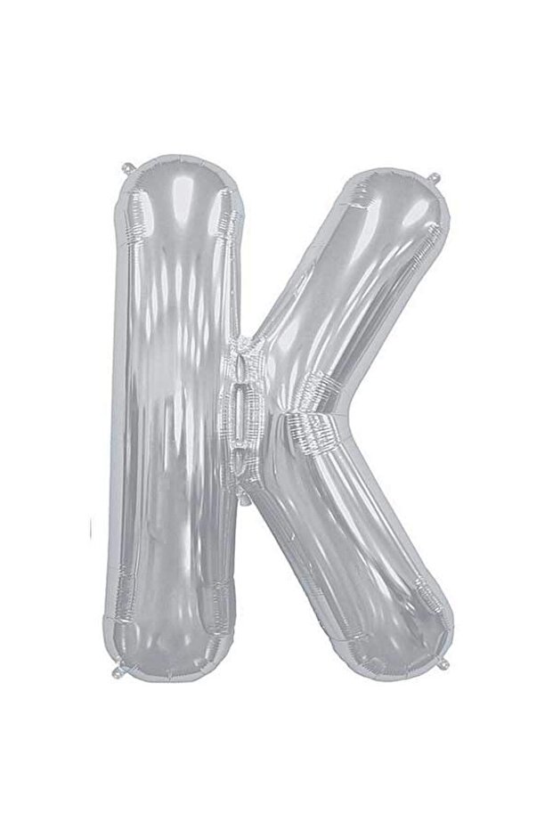 Silver Medium Size Gray Foil Balloon 34" Inch Silver Letter K 75 cm