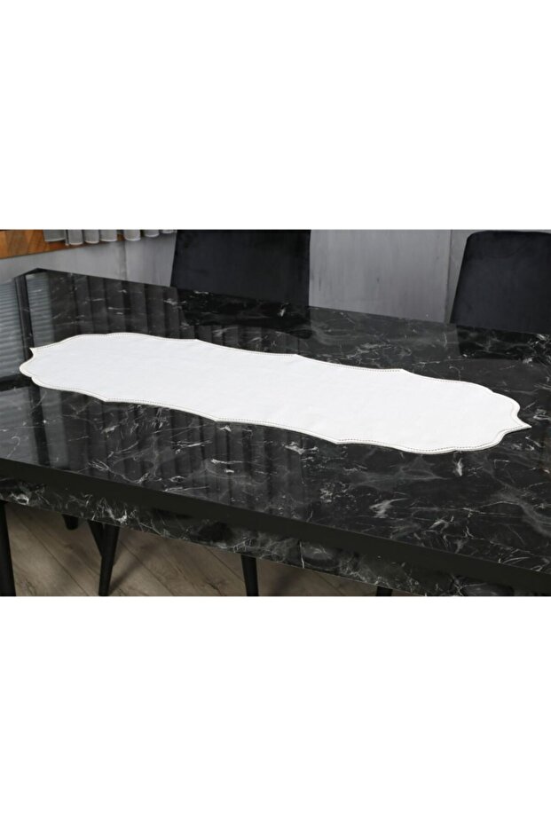 RUNNER LISA EMBROIDERED LINEN EFFECT (STONE)