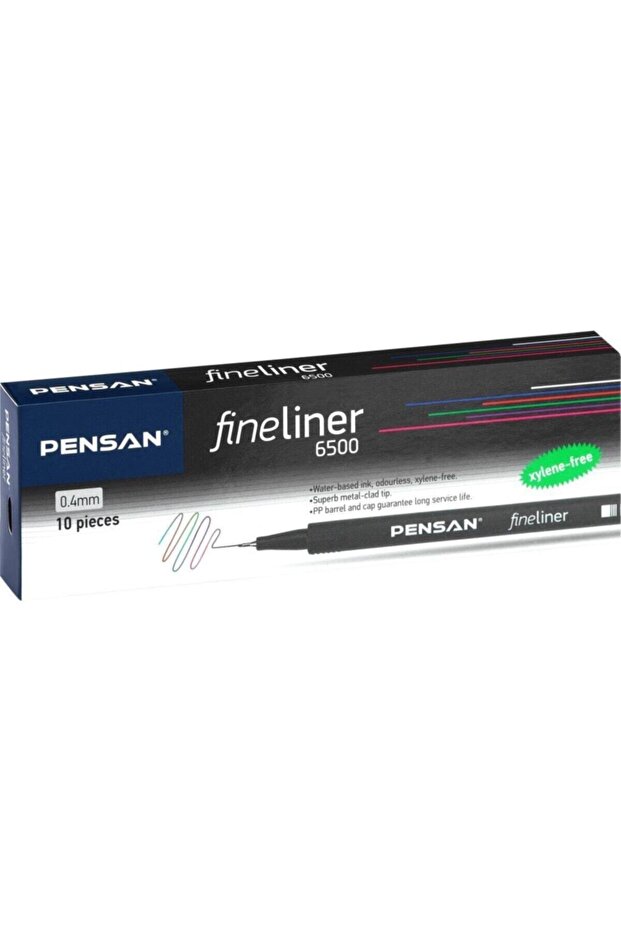 6500 Fineliner Felt Tip Pen 0.4 mm Black (Pack of 10) Pe6500Fblack
