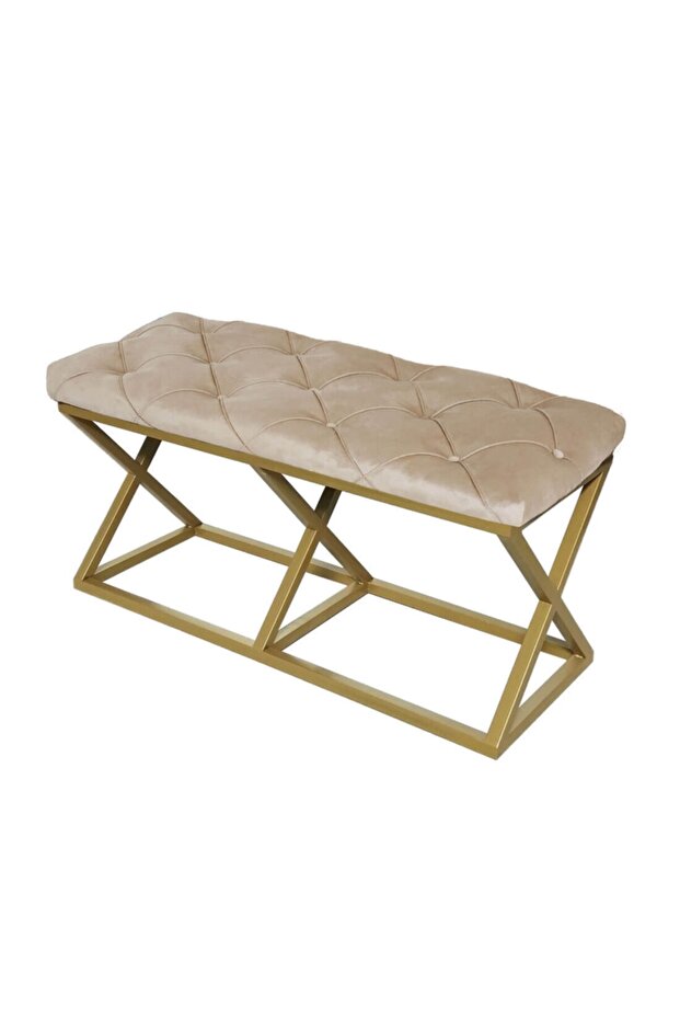 Gold – Beyaz Bench Puf - 1