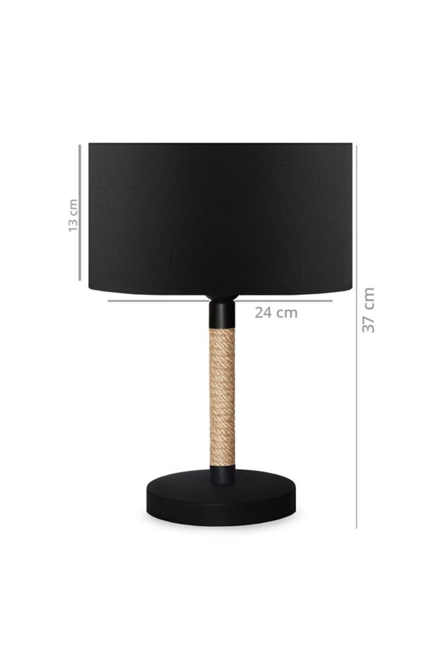 Kumaş Başlıklı Halatlı Dekoratif Abajur Seti - 3